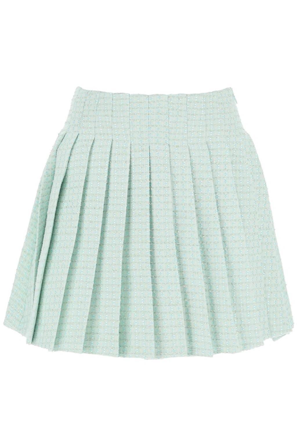 Tweed Pleated Mini Skirt In Mint product image