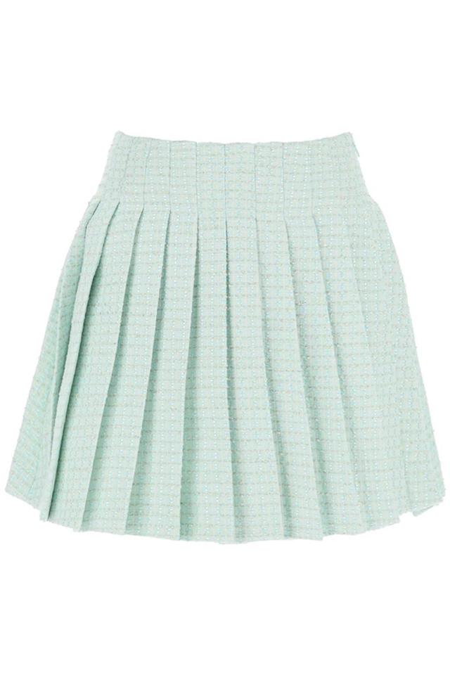 Tweed Pleated Mini Skirt In Mint Product Image