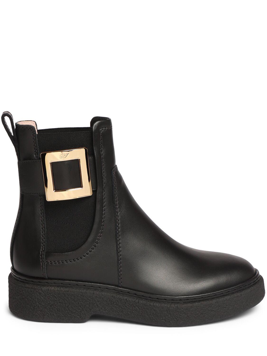 ROGER VIVIER 25mm Viv Rangers Leather Ankle Boots In Black Product Image