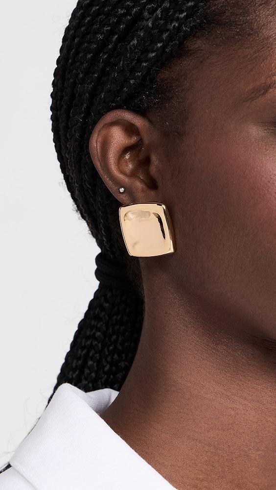 By Adina Eden Solid Large Indented Square Stud Earrings | Shopbop Product Image