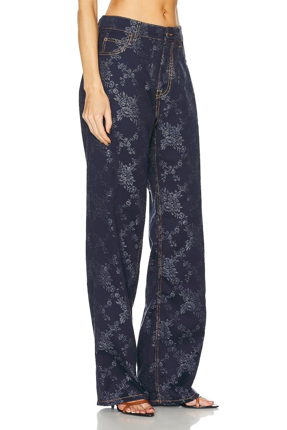 Etro Printed Straight Leg in Navy Product Image