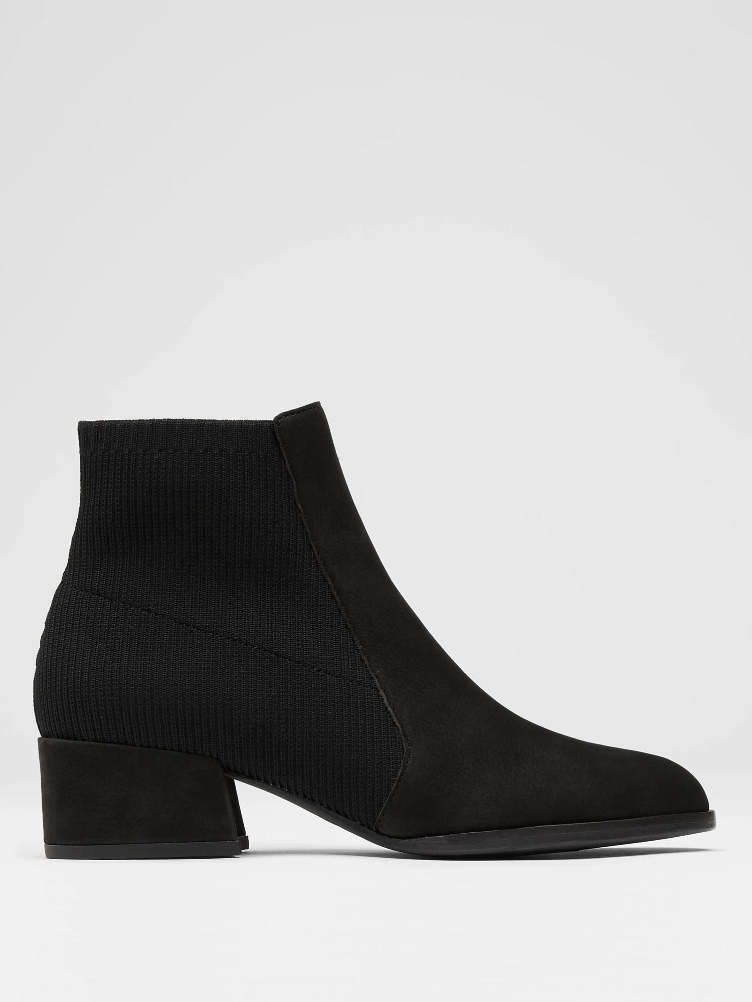 EILEEN FISHER Aesop Tumbled Nubuck and Recycled Stretch Knit Bootiefemale Product Image