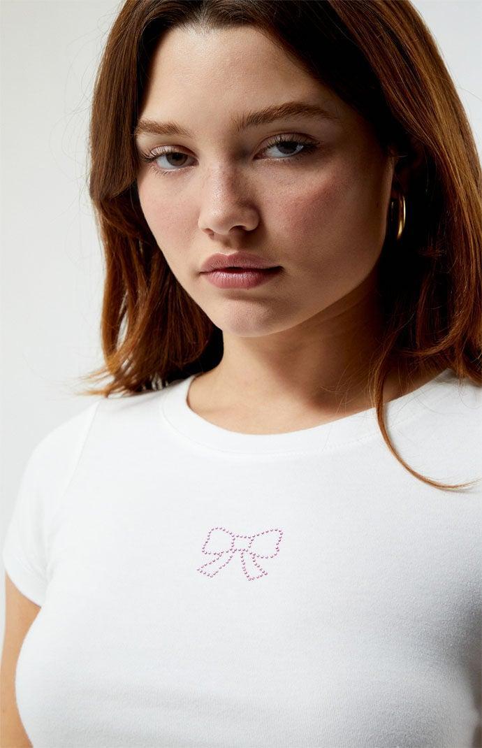 Women's Ribbon Rhinestone Cropped T-Shirt Product Image