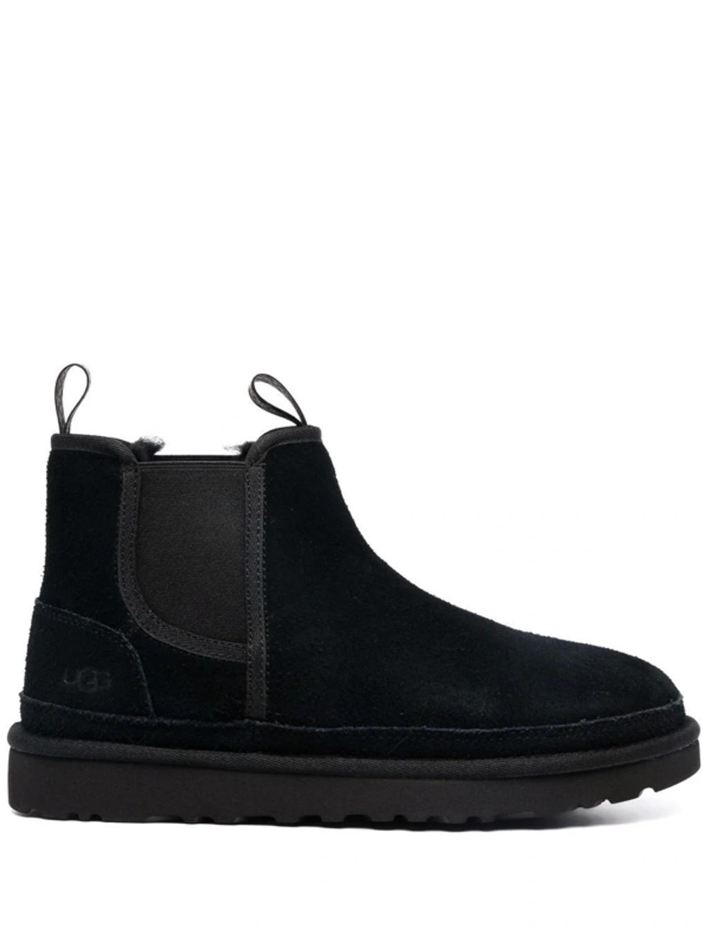 UGG Debossed-logo Shearling Ankle Boots In Black Product Image