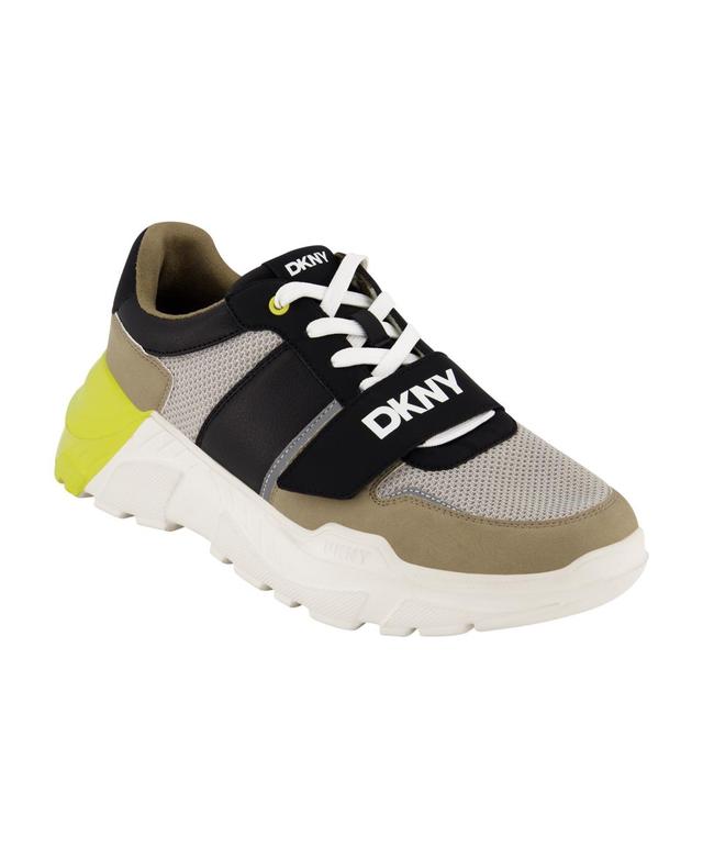 Dkny Mens Mixed Media Runner with Front Logo Strap Sneakers Product Image