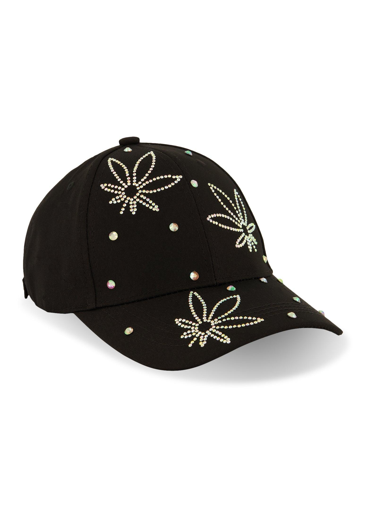 Womens Flower Rhinestone Baseball Cap Product Image