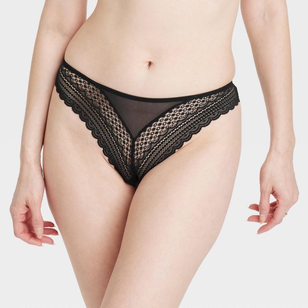 Womens Geo Lace Thong - Auden Black XL Product Image