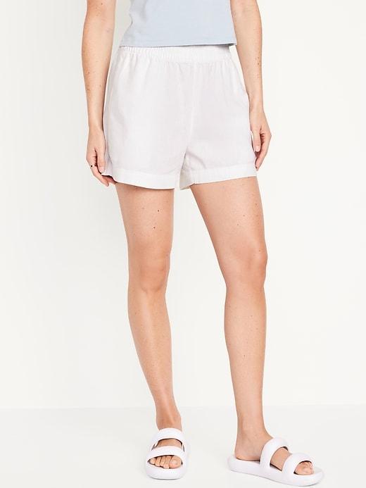 High-Waisted Linen-Blend Pull-On Shorts -- 3.5-inch inseam Product Image