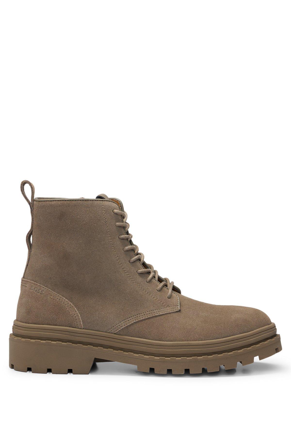 Suede lace-up boots with rubber outsole Product Image