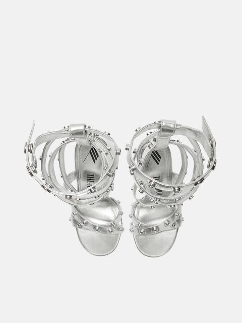 ''Cosmo'' silver double ankle strap sandal Product Image