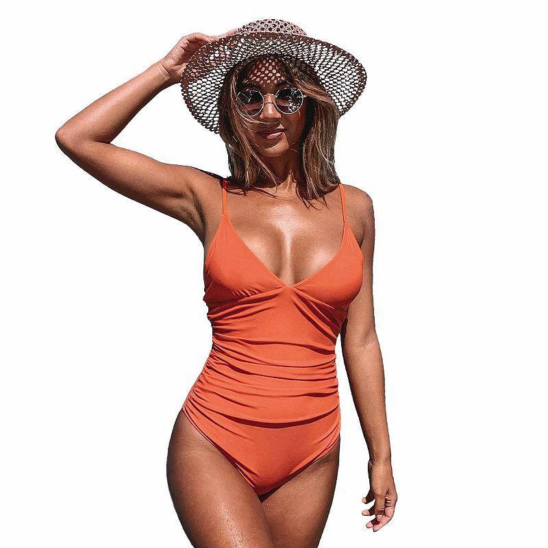 Cupshe Womens Bright Day Shirring One Piece Swimsuit Product Image