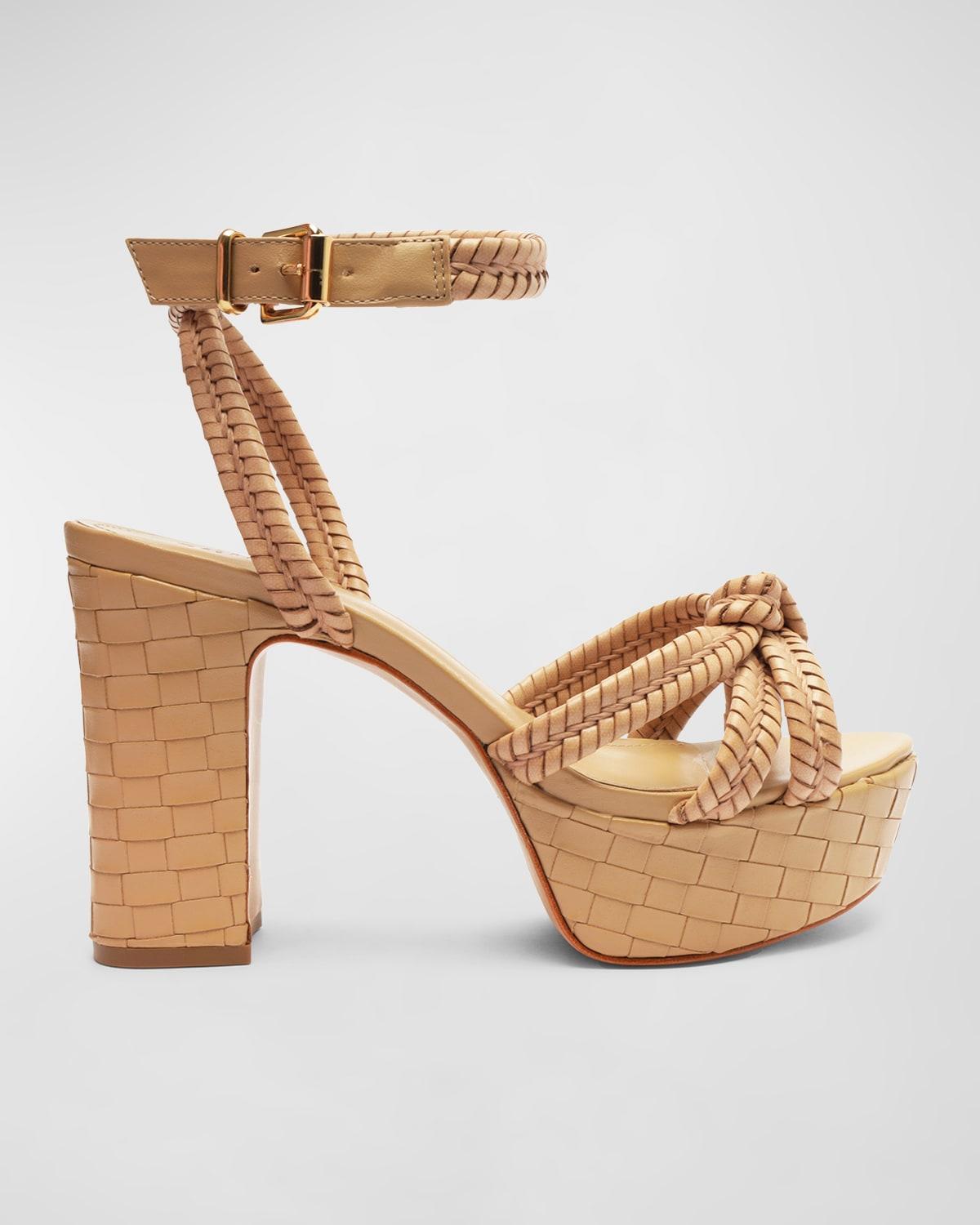 Schutz Womens Kathleen Almond Toe Woven High Heel Platform Sandals Product Image