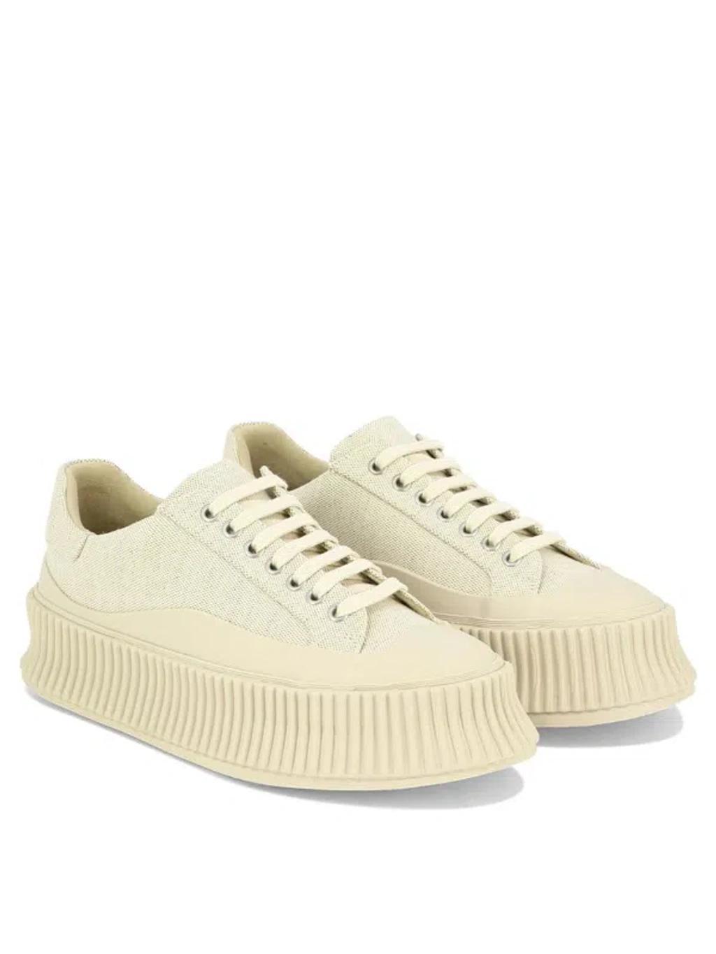 Beige Lace-up Sneakers For Women By Product Image