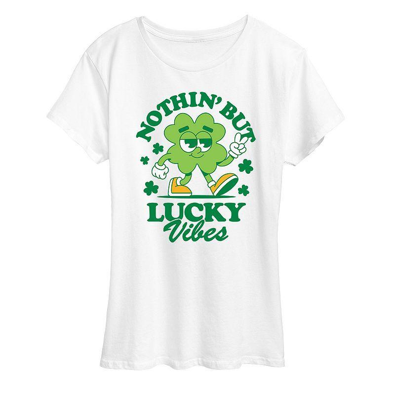 Womens Lucky Vibes Shamrock Mascot Graphic Tee Product Image