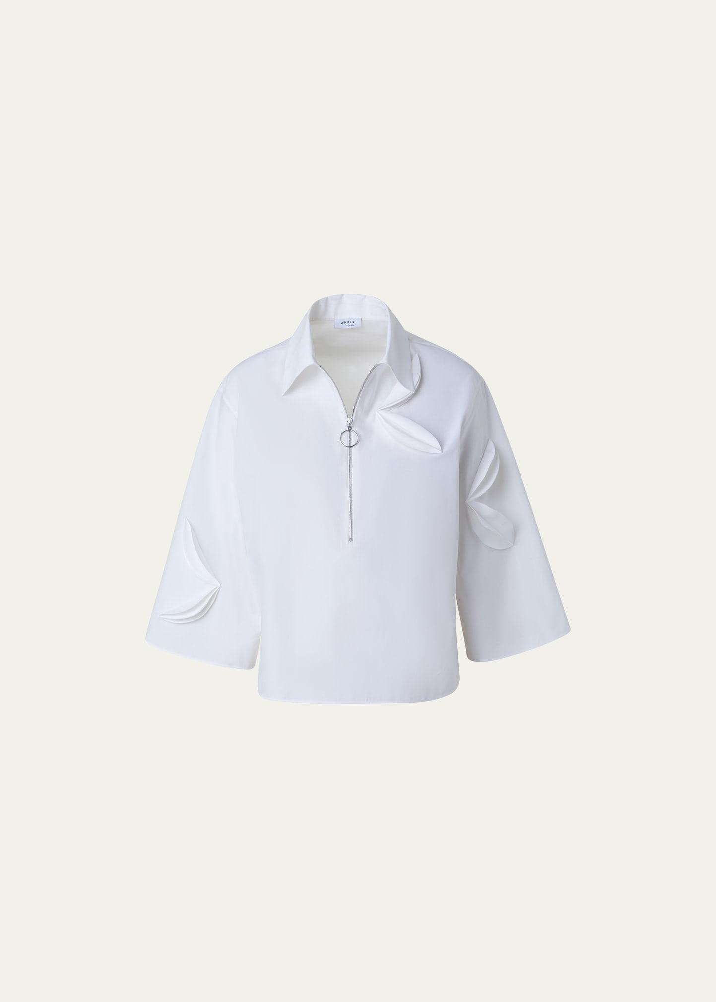 Akris punto 3D Appliqu Cotton Gabardine Half-Zip Top product image