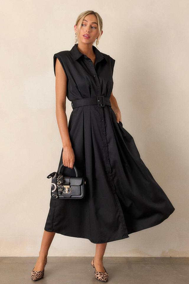 Days Go By Black Belted Midi Dress Product Image