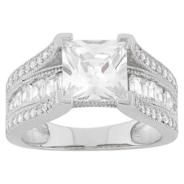 Cubic Zirconia Sterling Silver Ring, Womens White Product Image