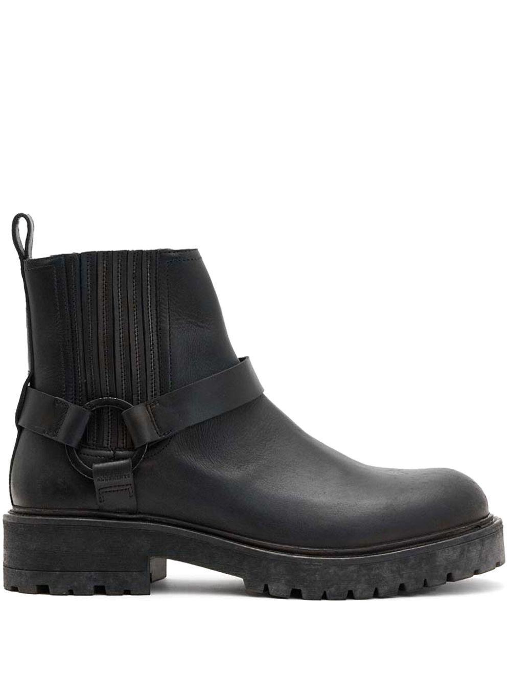 ALLSAINTS Leather Hank Biker Boots In Schwarz Product Image