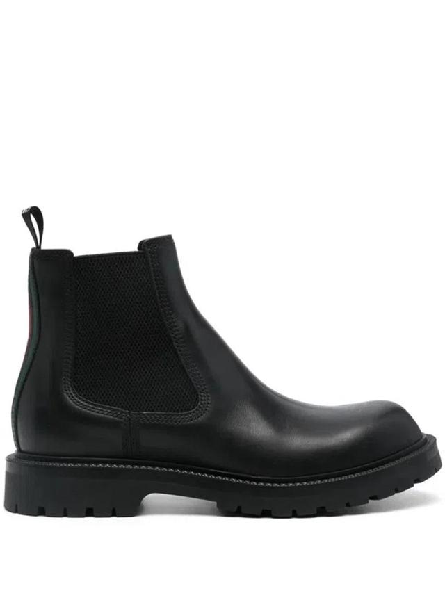 GUCCI Web Detailed Boots In Black Product Image