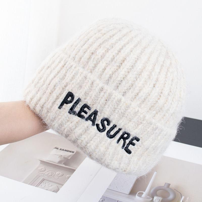 Lettering Embroidered Knit Beanie product image