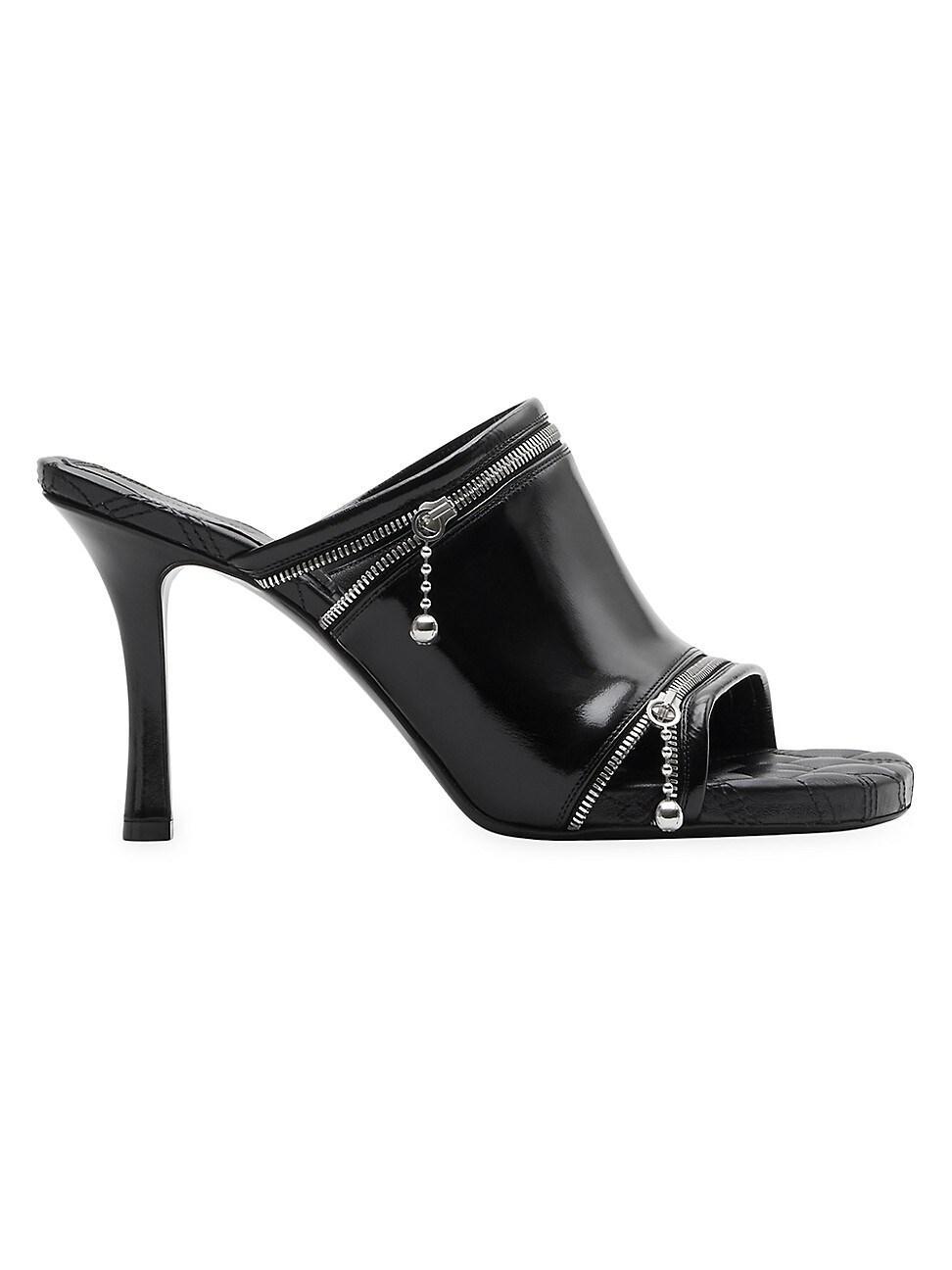 Burberry Peep Sandal in Black - Black. Size 39.5 (also in 36, 36.5, 37, 37.5, 40). Product Image