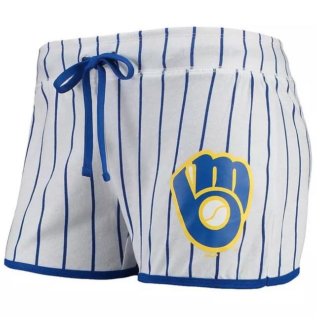 Womens Concepts Sport White and Royal Milwaukee Brewers Vigor Sleep Shorts - White Product Image