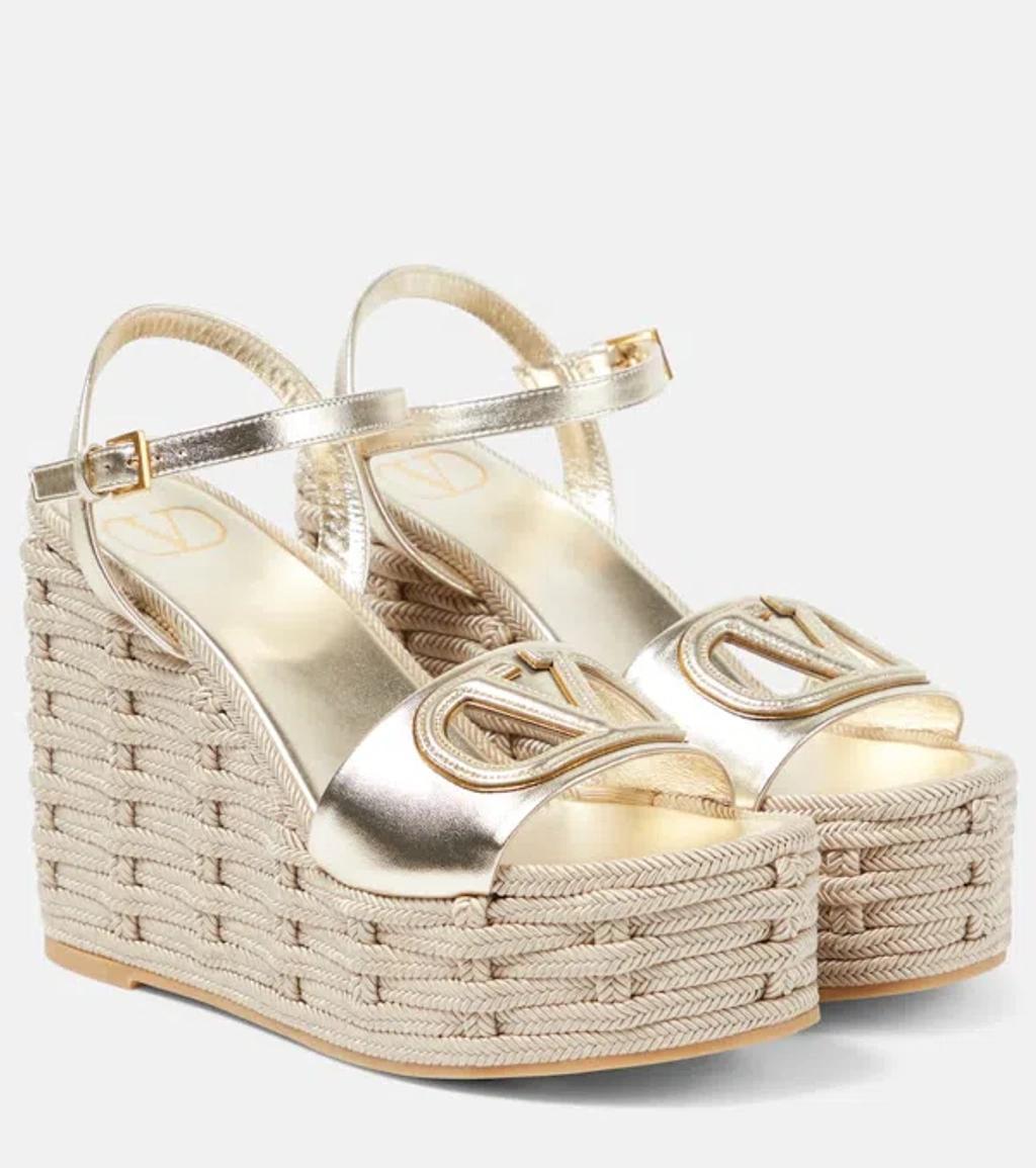 Vlogo 110 Cutout Metallic Leather Wedge Sandals In Yh4 Platino Product Image