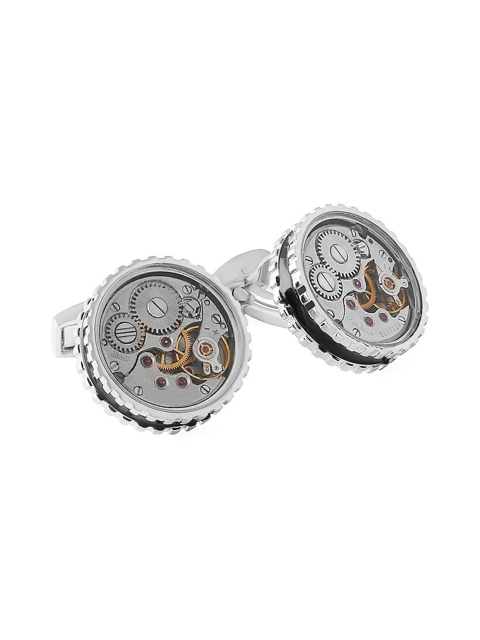 Mens Round Skeleton Gear Cufflinks Product Image