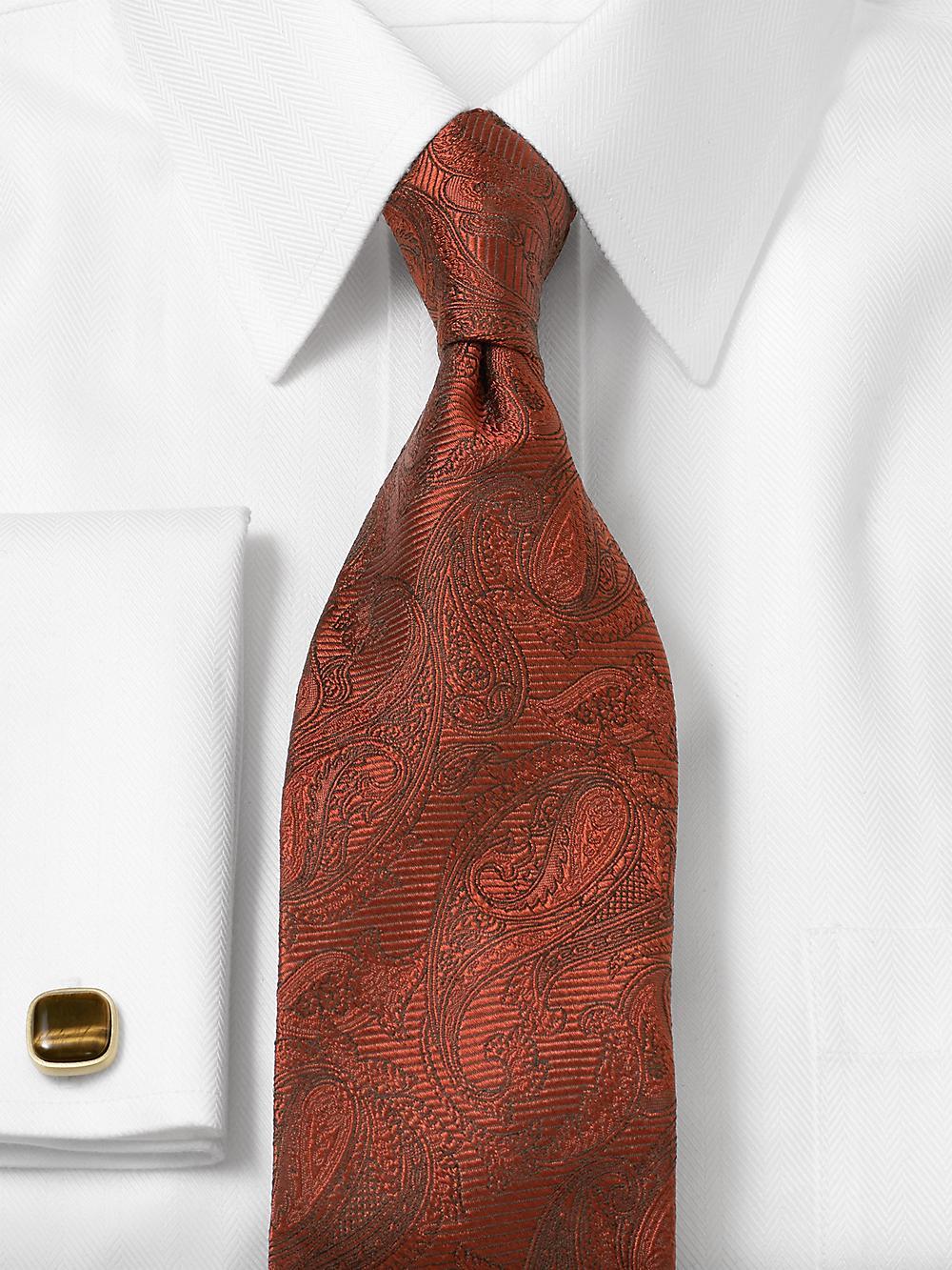 Paisley Woven Silk Tie - Rust Product Image