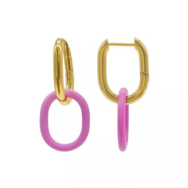 Adornia 14k Gold Plated Pink Link Drop Earrings, Womens Product Image