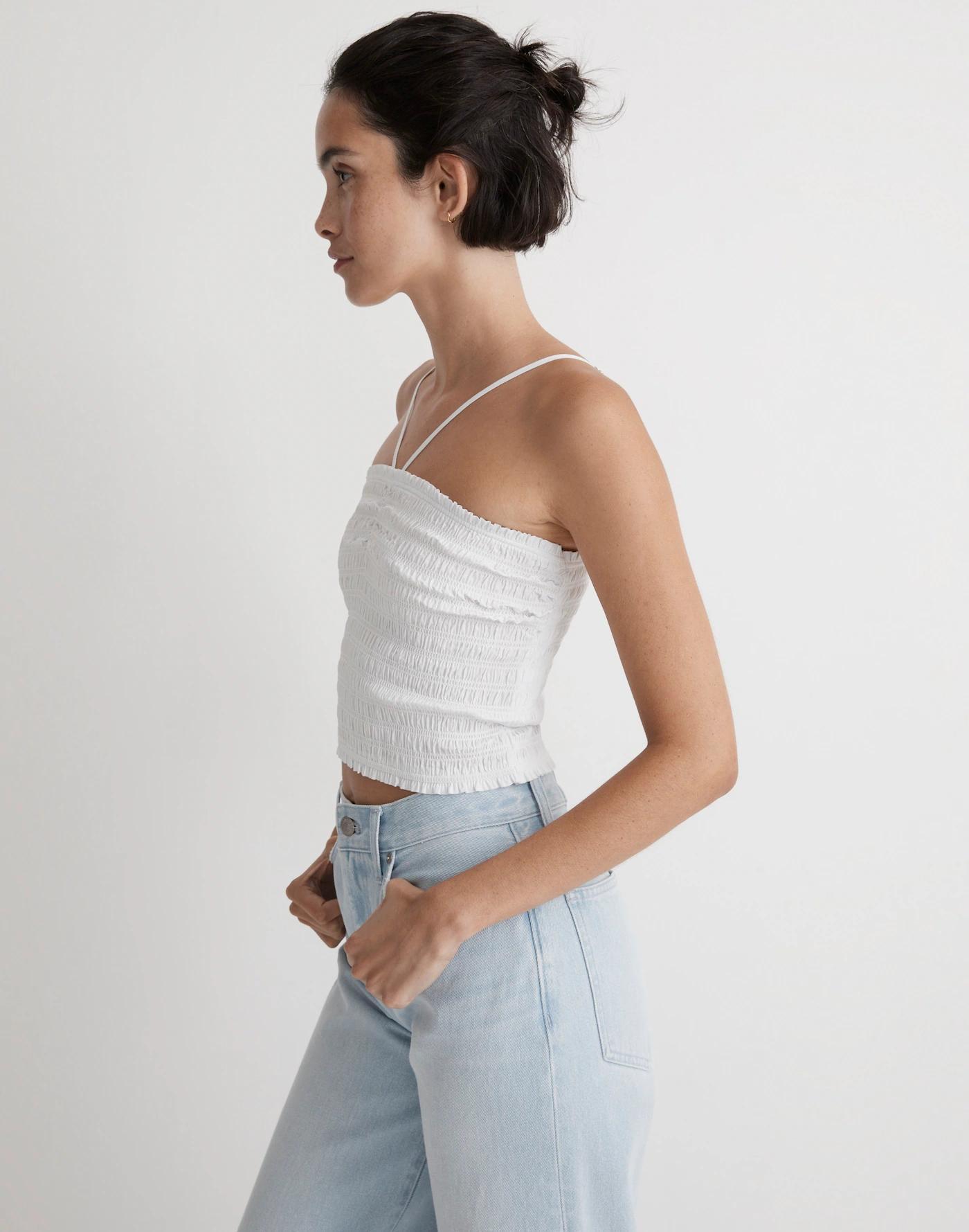 Poplin Smocked Halter Crop Top Product Image