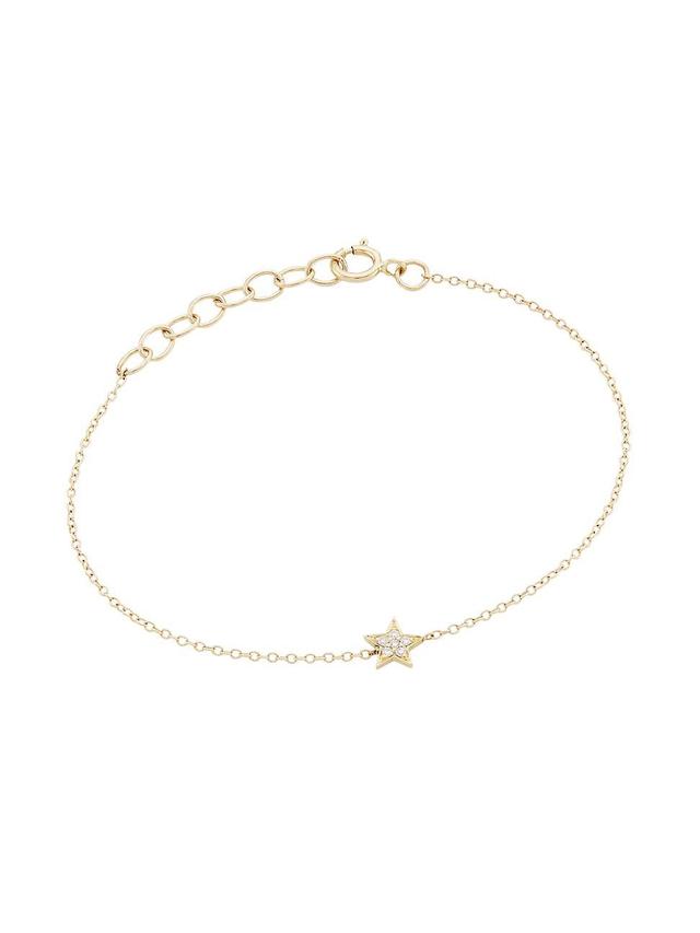 Womens Celestial 14K Yellow Gold & Diamond Star-Charm Bracelet Product Image