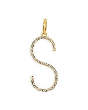 Womens 14K Yellow Gold & 0.16 TCW Diamond Oversized Initial Pendant Product Image