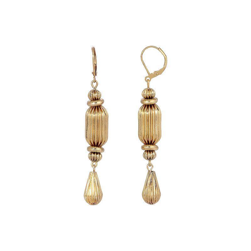 1928 Gold Tone Rondell Shaped Drop Earrings, Womens, Yellow Product Image