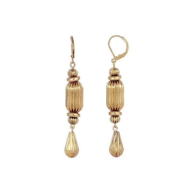 1928 Gold Tone Rondell Shaped Drop Earrings, Womens, Yellow Product Image