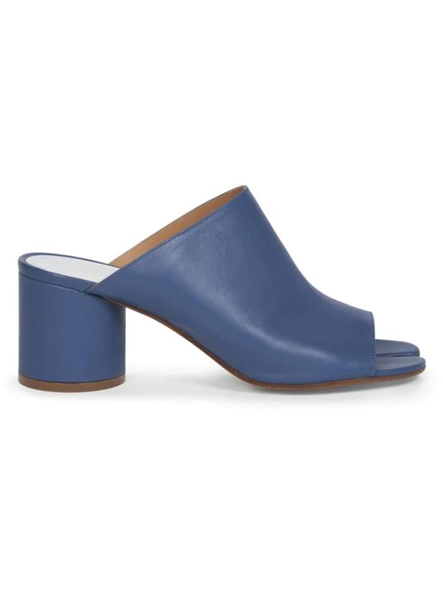 Hannah Leather Mules In Dark Denim Product Image