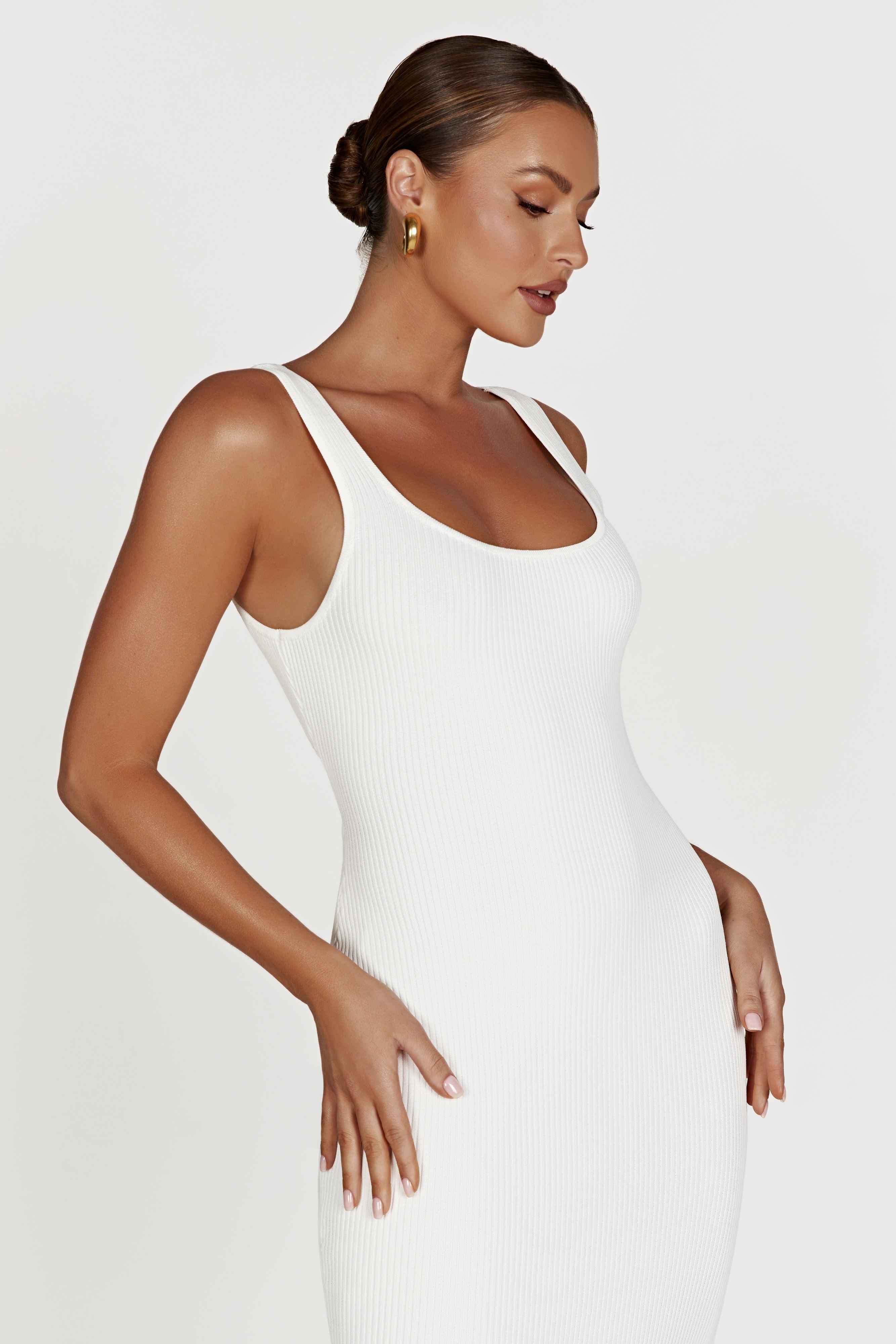 Hadley Backless Knit Maxi Dress - White Product Image