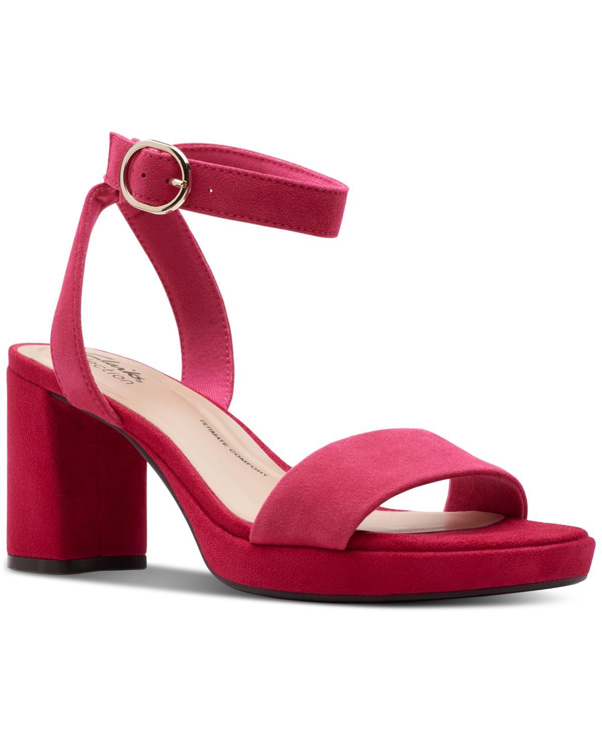 Clarks Womens AmberLyn Bay Ankle-Strap Block-Heel Sandals Product Image