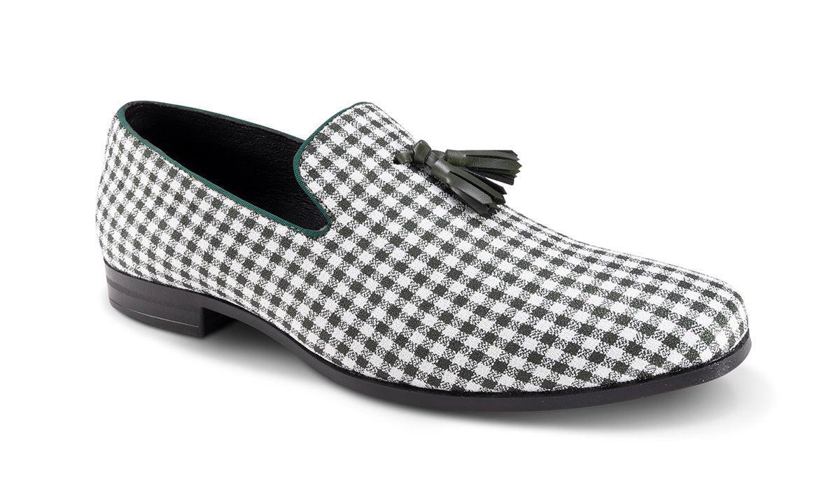 Hunter Green Checkered Tassel Loafer Product Image