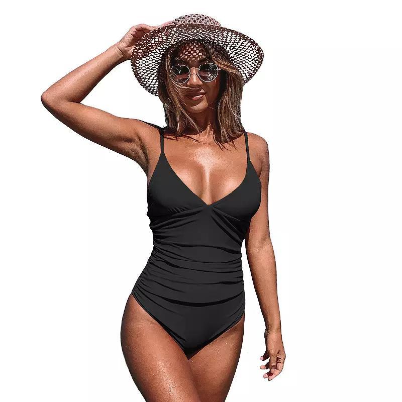 Cupshe Womens Bright Day Shirring One Piece Swimsuit Product Image