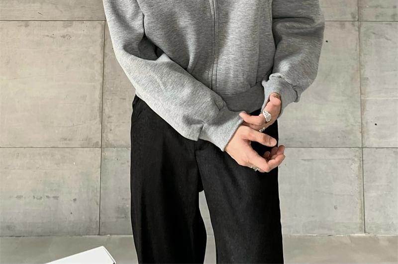 Mock Neck Plain Zip-Up Jacket Product Image