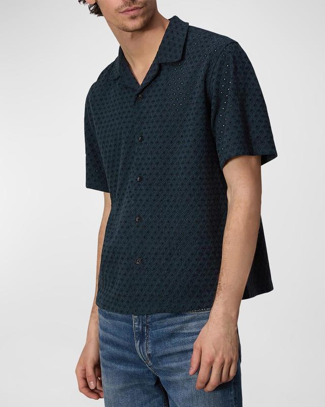 Men's Avery Viscose Linen Diamond Jacquard Camp Shirt Product Image