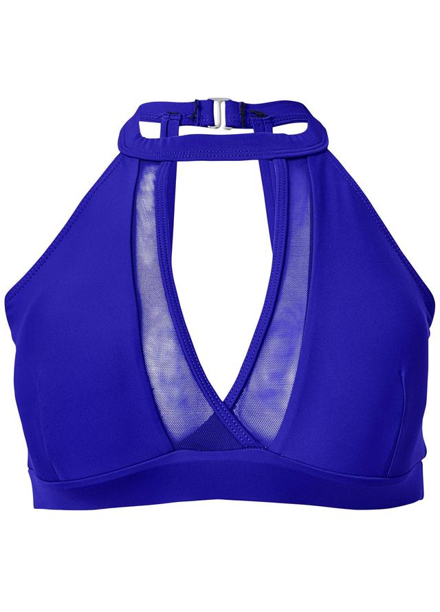 High-Neck Keyhole Swim Top - Cobalt Blue Product Image