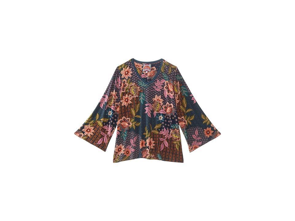 Johnny Was Plus Size Delfino V-Neck Kimono Sleeve Tee Women's T Shirt Product Image