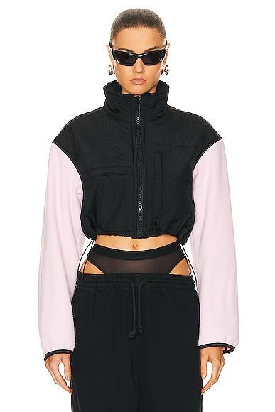 Alexander Wang Cropped Zip Up Jacket in Black,Pink Product Image