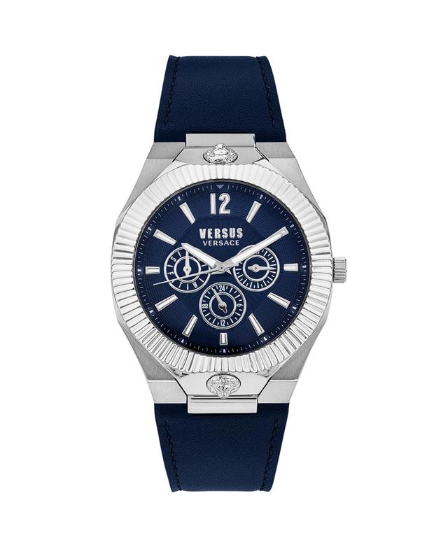 Versus By Versace Mens Echo Park Multifunction Blue Leather Strap Watch Product Image