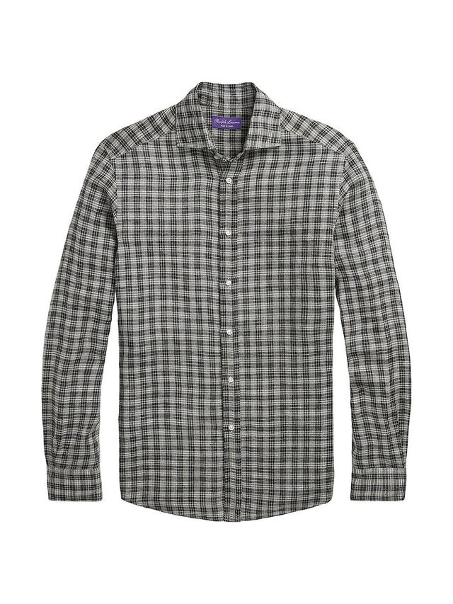 Mens Herringbone Cotton Button-Front Shirt Product Image