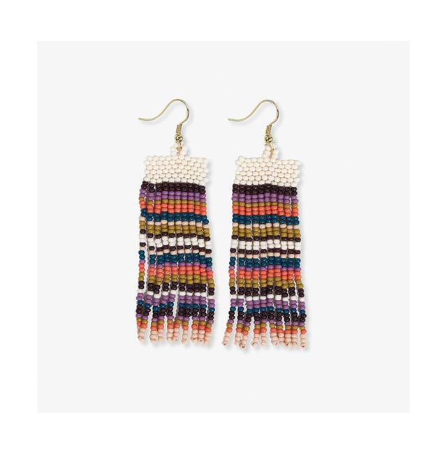 Ink+Alloy Ink+Alloy Womens Adaline Horizontal Stripe Beaded Fringe Dangle Boho Earrings, 3.25-Inch Product Image