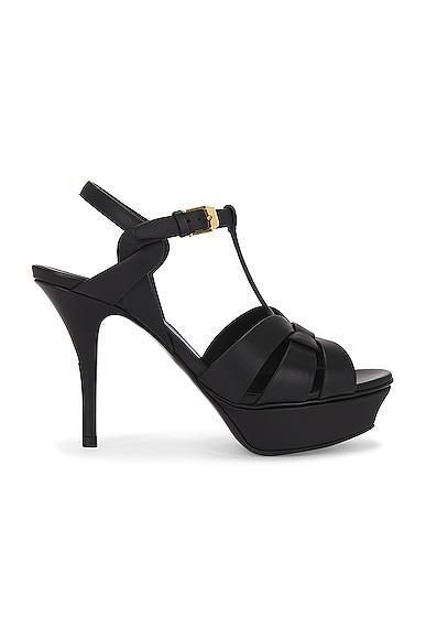 Saint Laurent Tribute Platform Sandal in Black Product Image