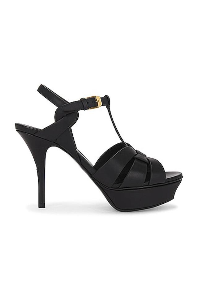 SAINT LAURENT Tribute Platform Sandal In Nero Product Image